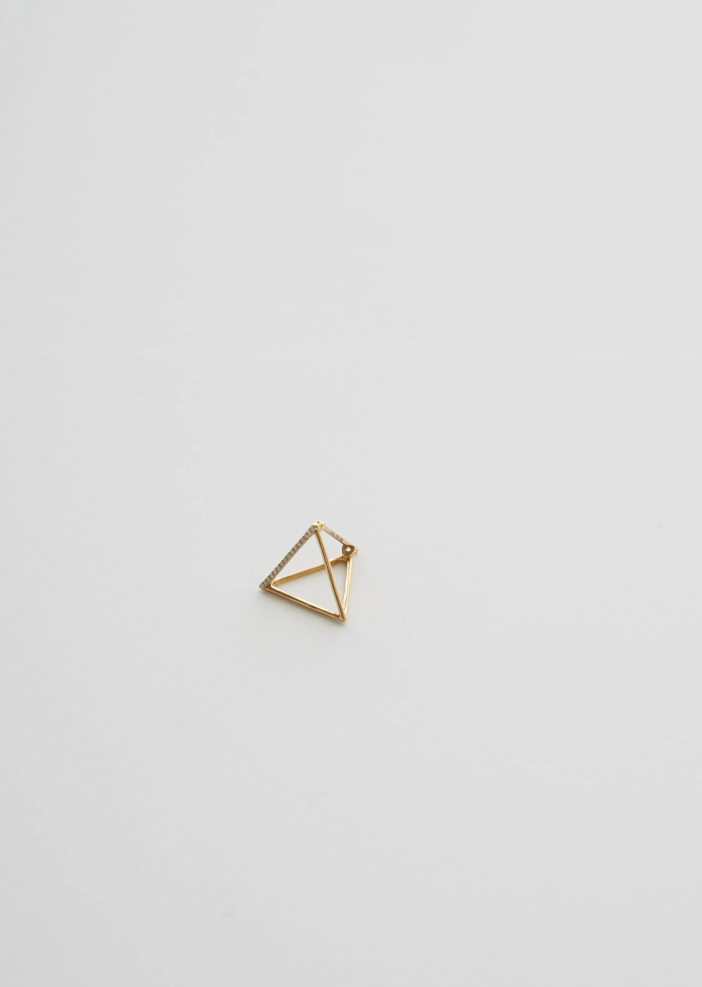 15MM 3D TRIANGLE EARRING WITH DIAMONDS
