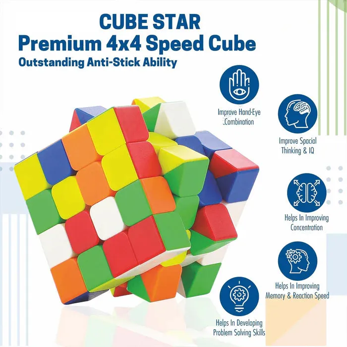 1975 Small Puzzles Cubes 4×4×4 High Speed Sticker Less Magic Cube Game, Kids and Professionals Magic Cube Puzzle Toy, Pack of 1, 8  Years