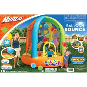 Banzai Balloon Bounce Inflatable House with Air-Powered Balloon Fun