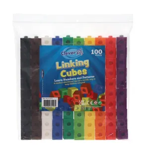 Clever Kidz - Pack of 100 Linking Cubes - Assorted Colours