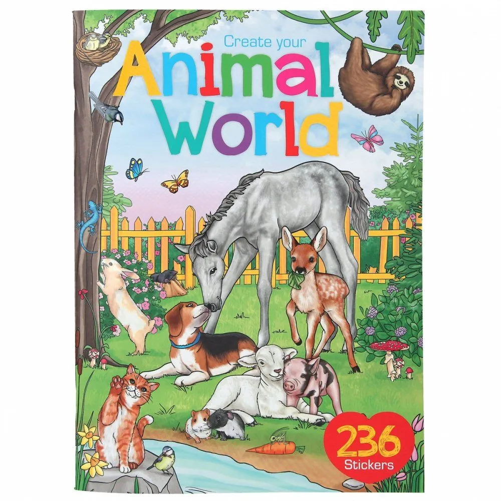 Depesche Create Your Animal World Colouring & Sticker Book