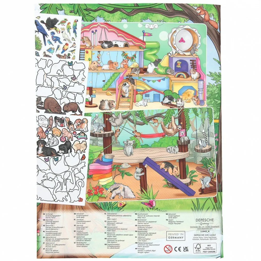 Depesche Create Your Animal World Colouring & Sticker Book