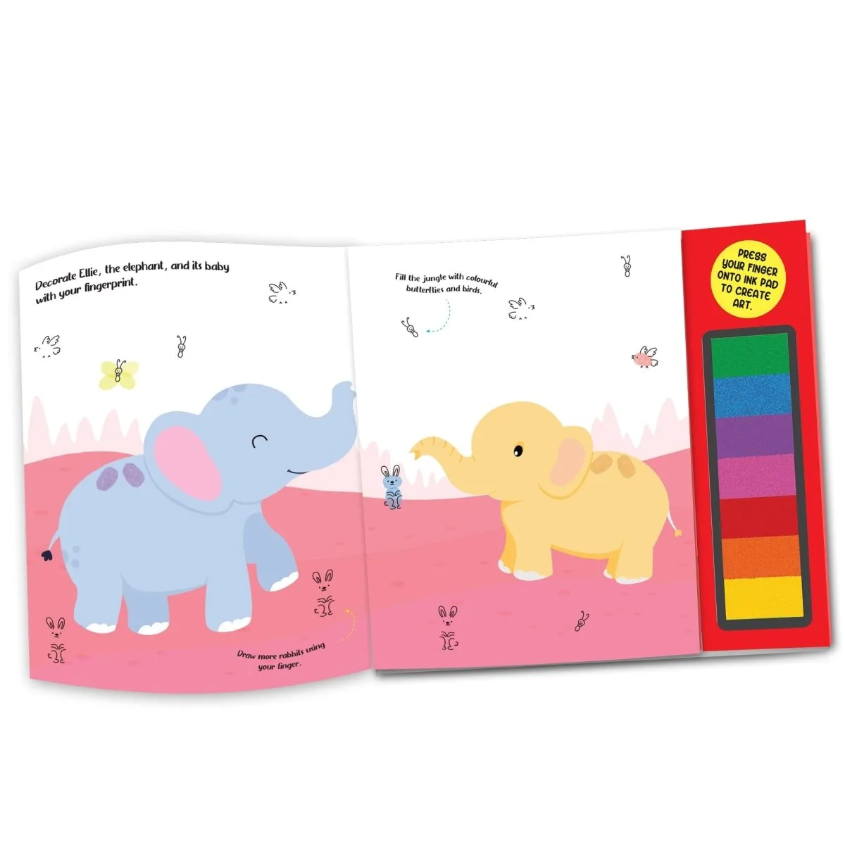 Dreamland Publications Fingerprint Art Activity Book For Children- Jungle With Thumbprint Gadget