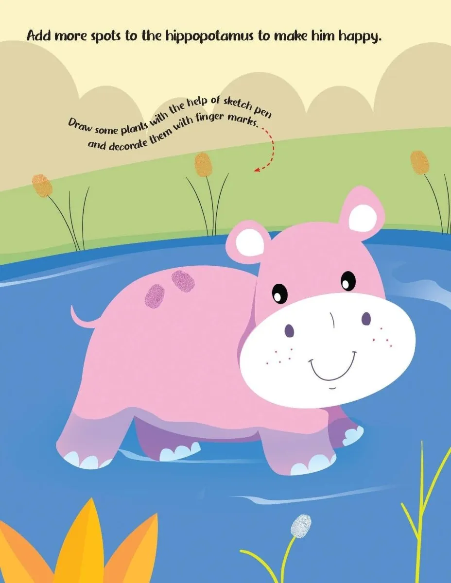 Dreamland Publications Fingerprint Art Activity Book For Children- Jungle With Thumbprint Gadget