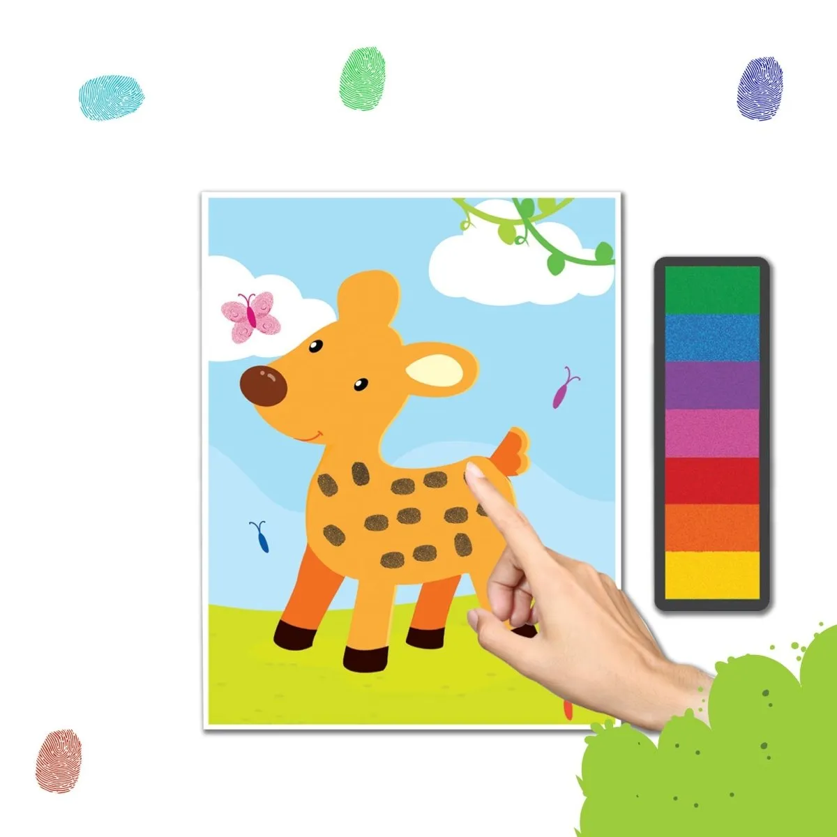 Dreamland Publications Fingerprint Art Activity Book For Children- Jungle With Thumbprint Gadget