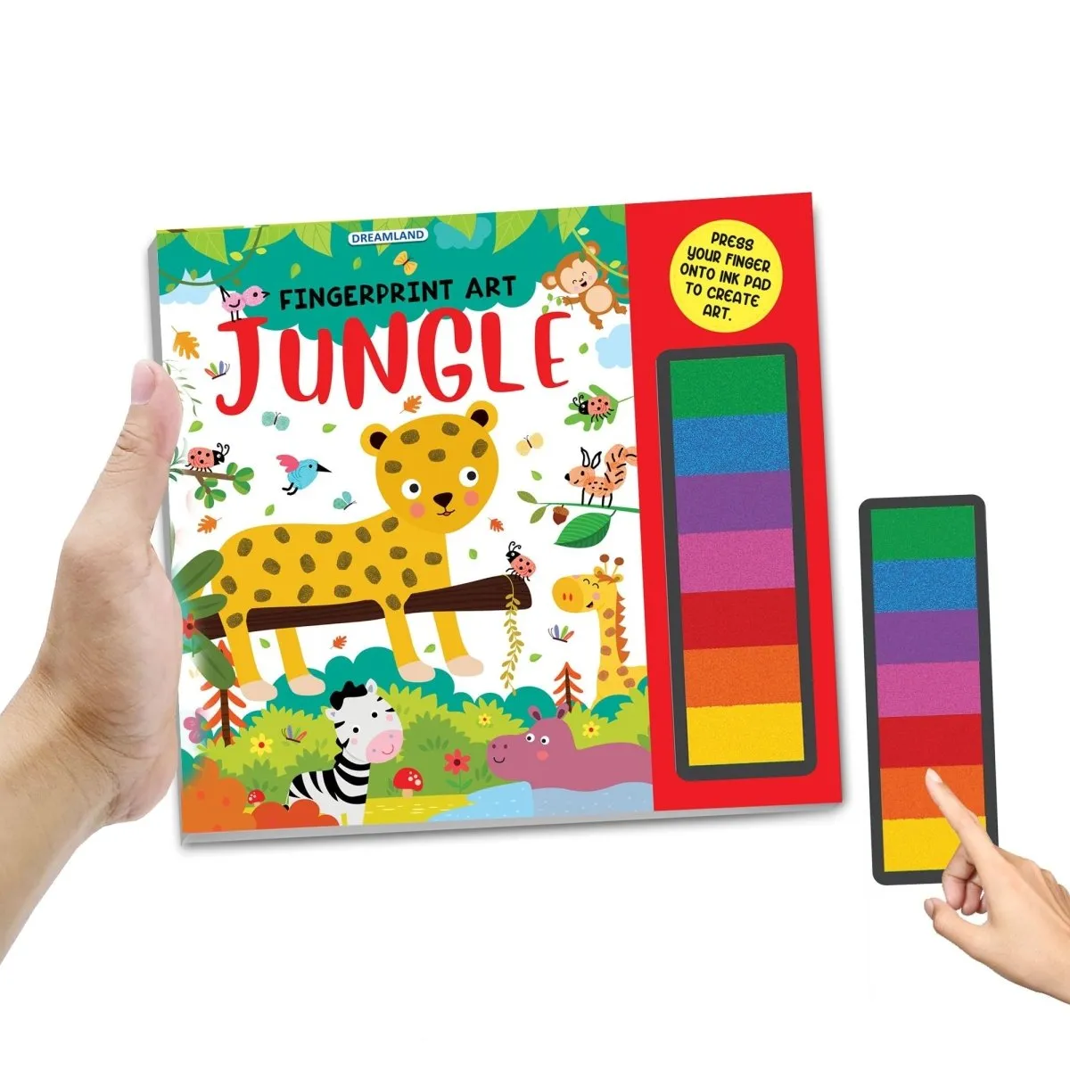 Dreamland Publications Fingerprint Art Activity Book For Children- Jungle With Thumbprint Gadget