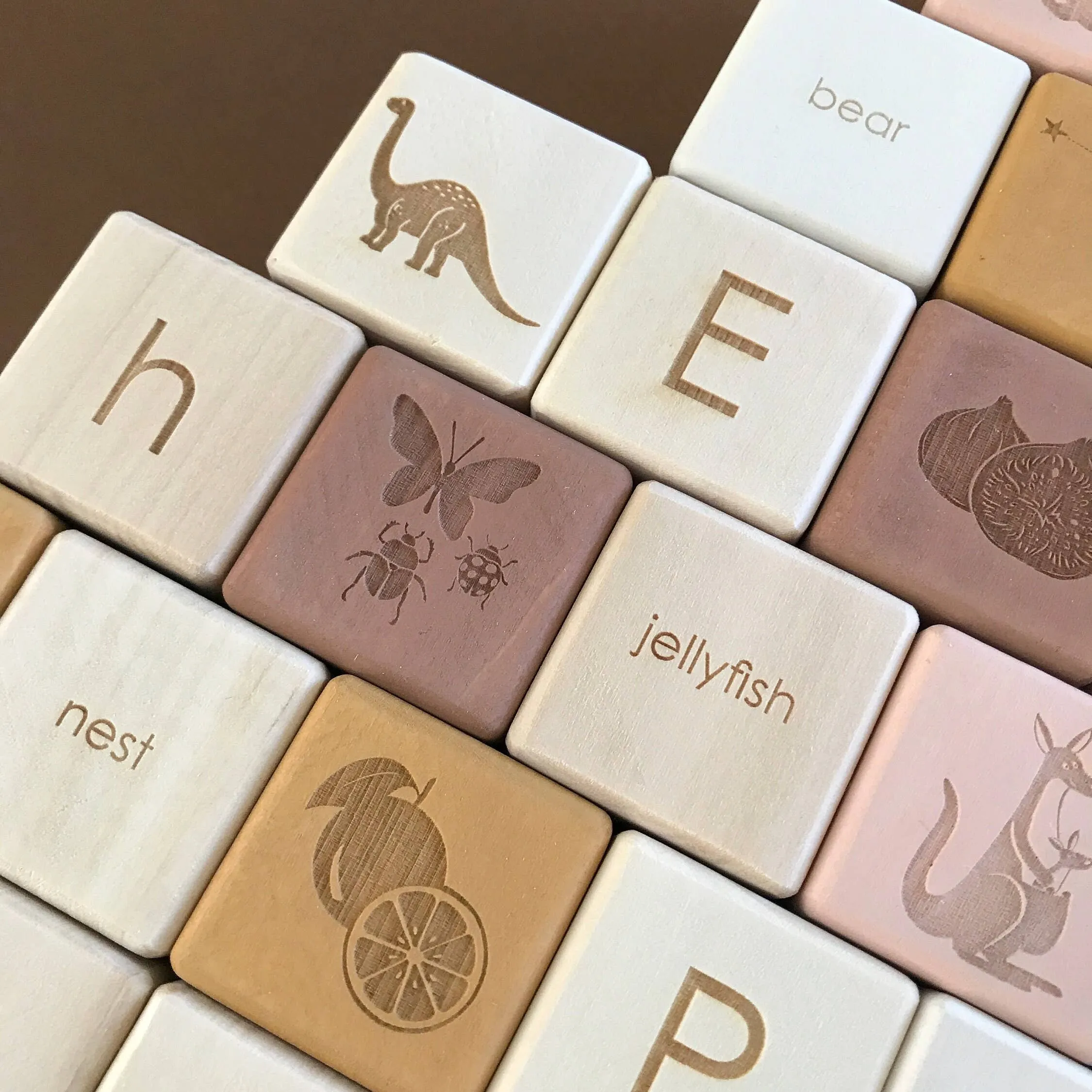 English Alphabet Block Set of Cubes for Children Wooden Toy
