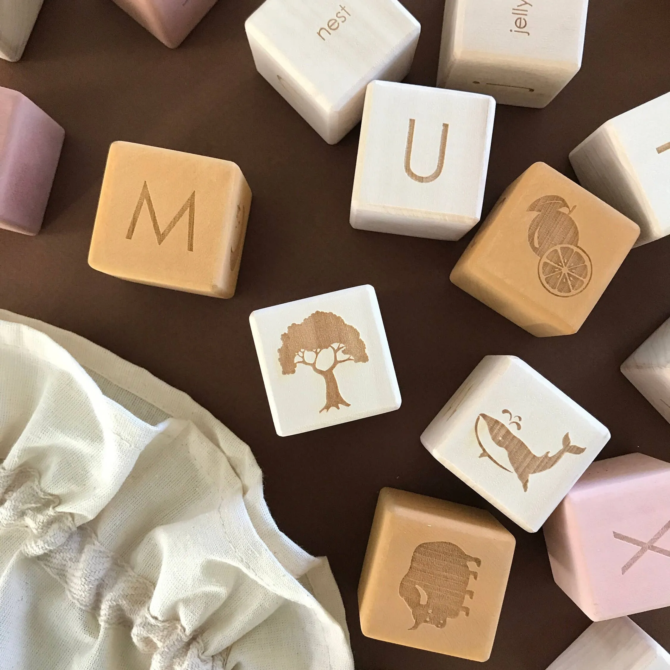 English Alphabet Block Set of Cubes for Children Wooden Toy