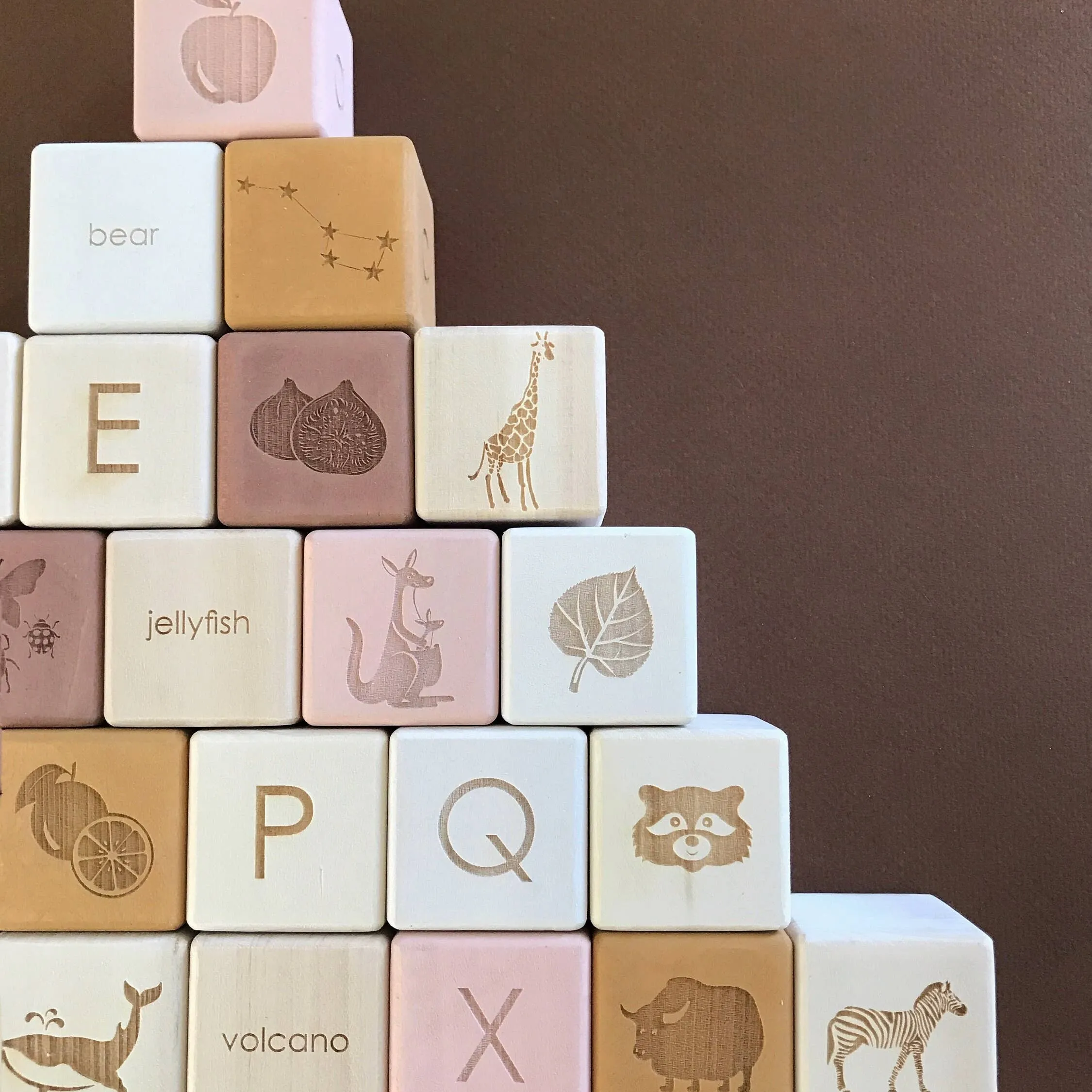 English Alphabet Block Set of Cubes for Children Wooden Toy