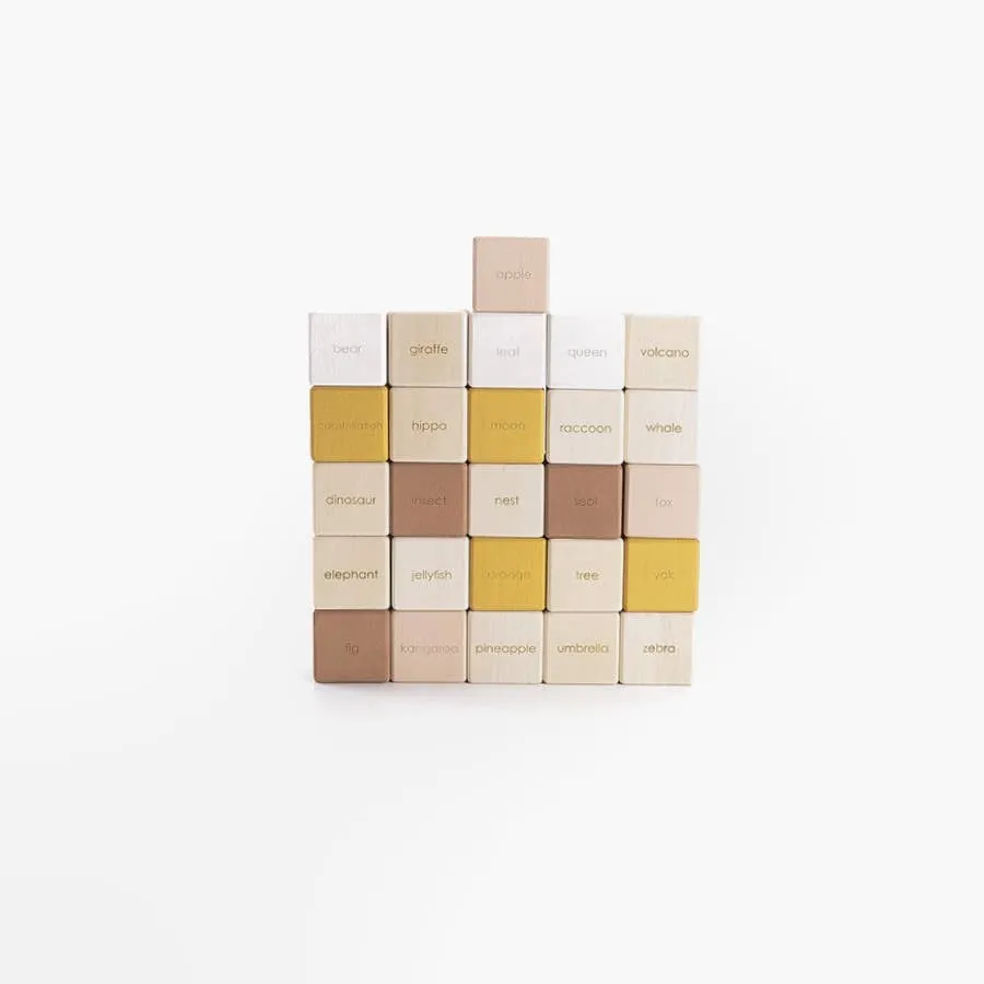 English Alphabet Block Set of Cubes for Children Wooden Toy
