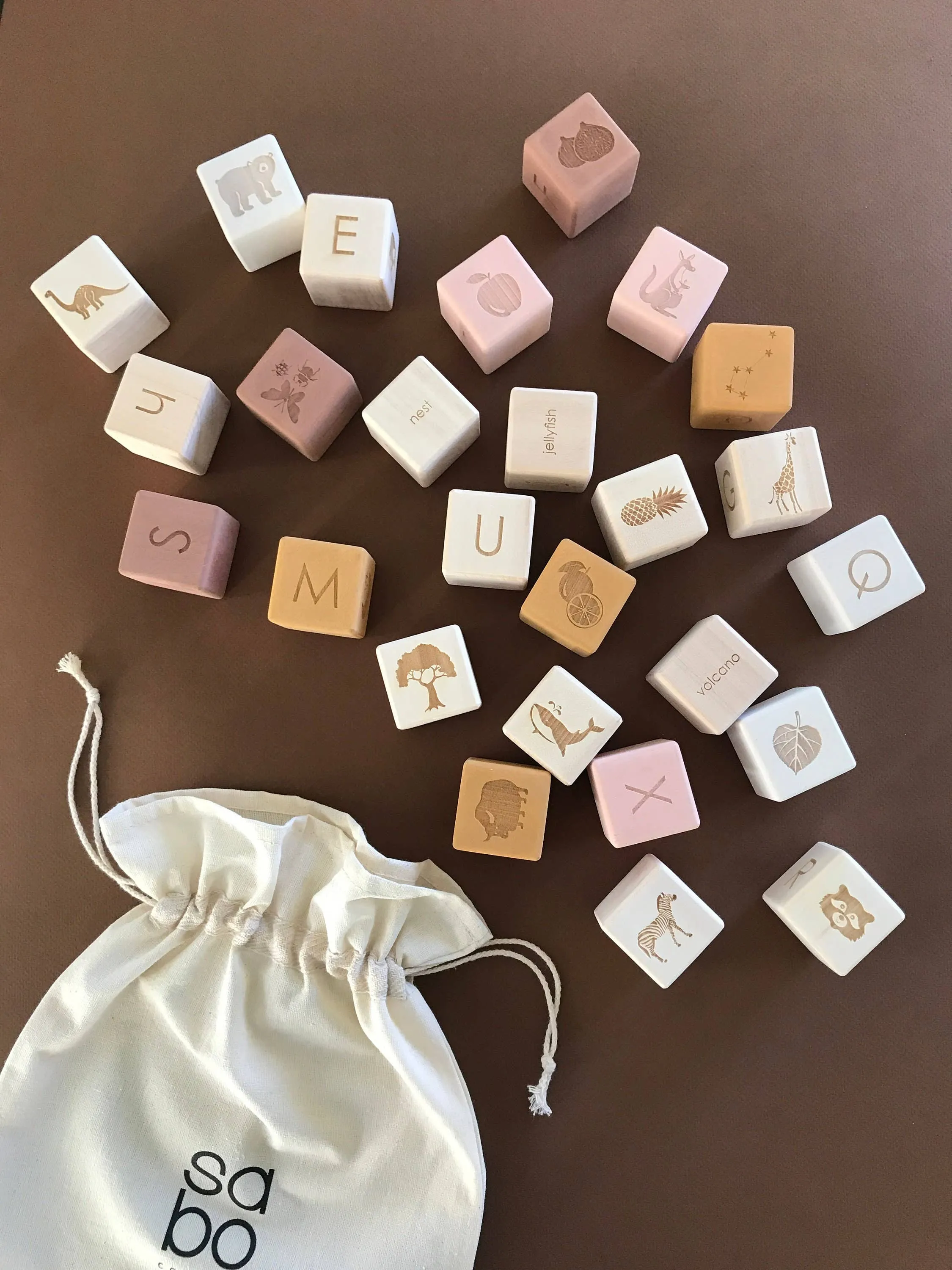 English Alphabet Block Set of Cubes for Children Wooden Toy