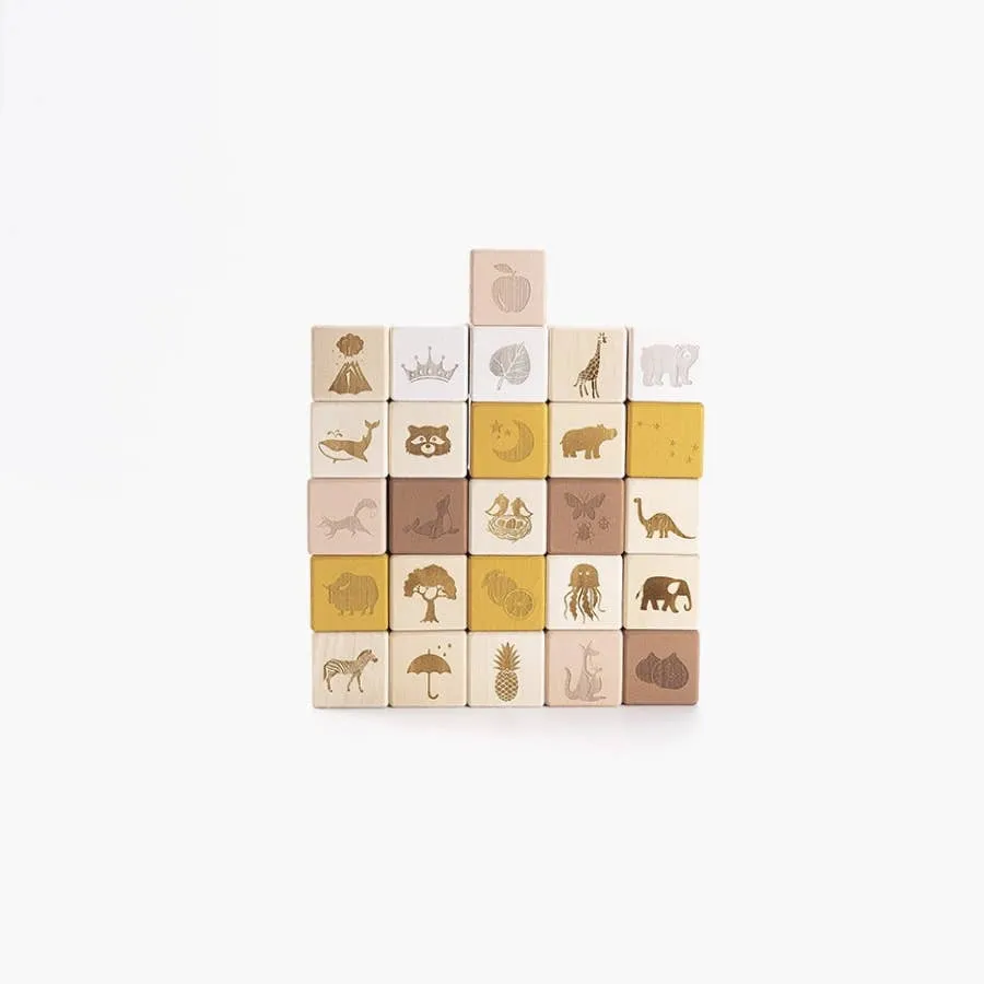 English Alphabet Block Set of Cubes for Children Wooden Toy