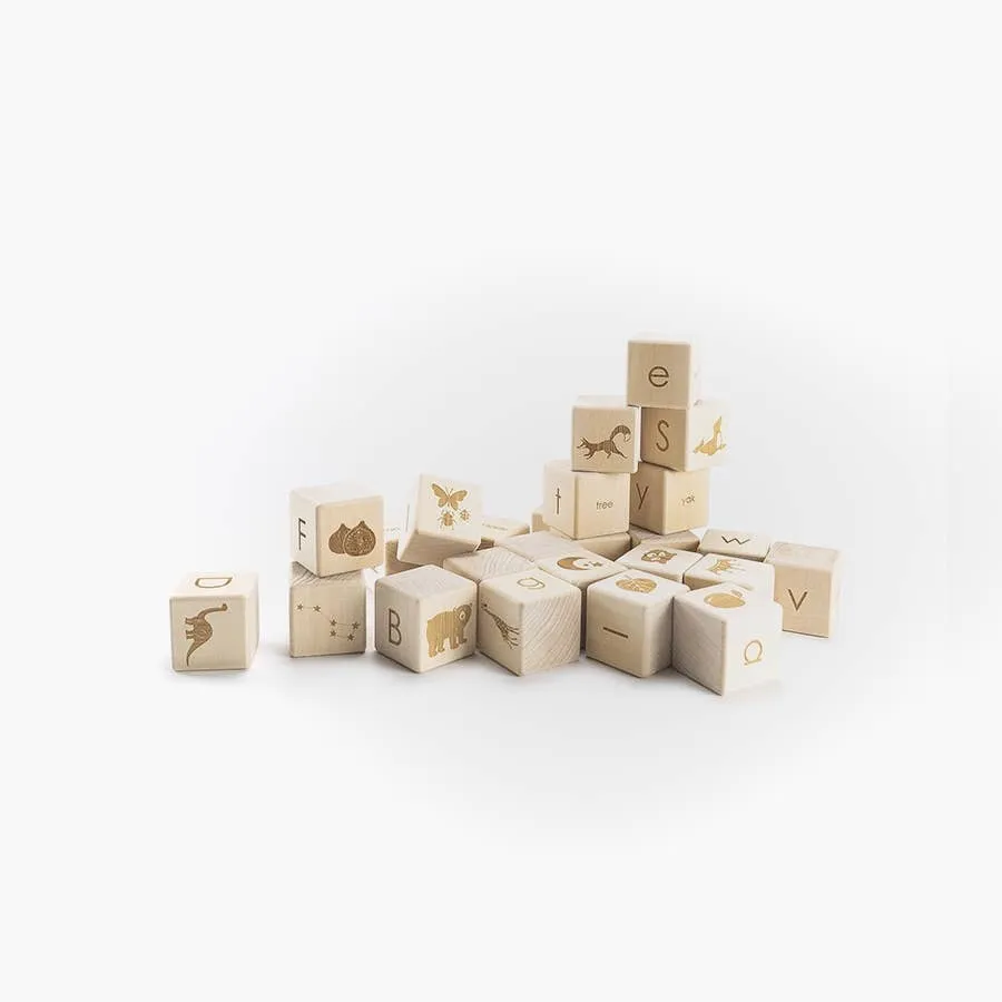 English Alphabet Block Set of Cubes for Children Wooden Toys