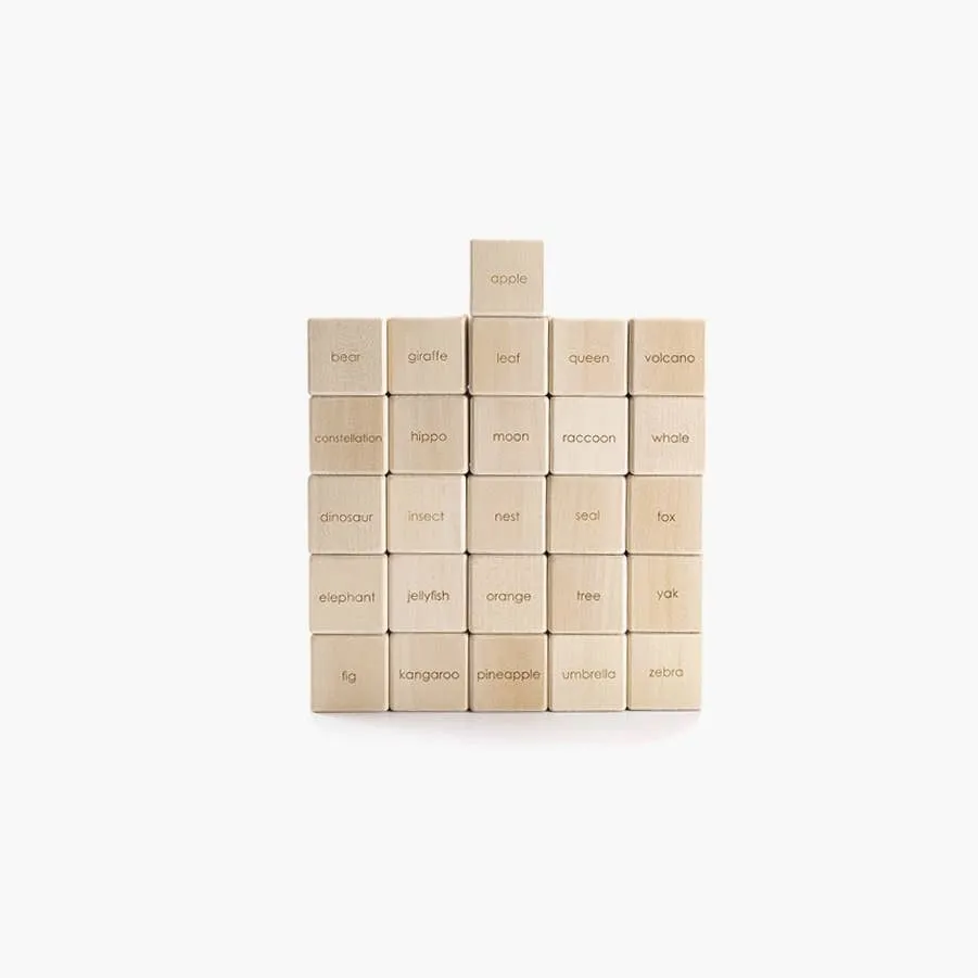 English Alphabet Block Set of Cubes for Children Wooden Toys