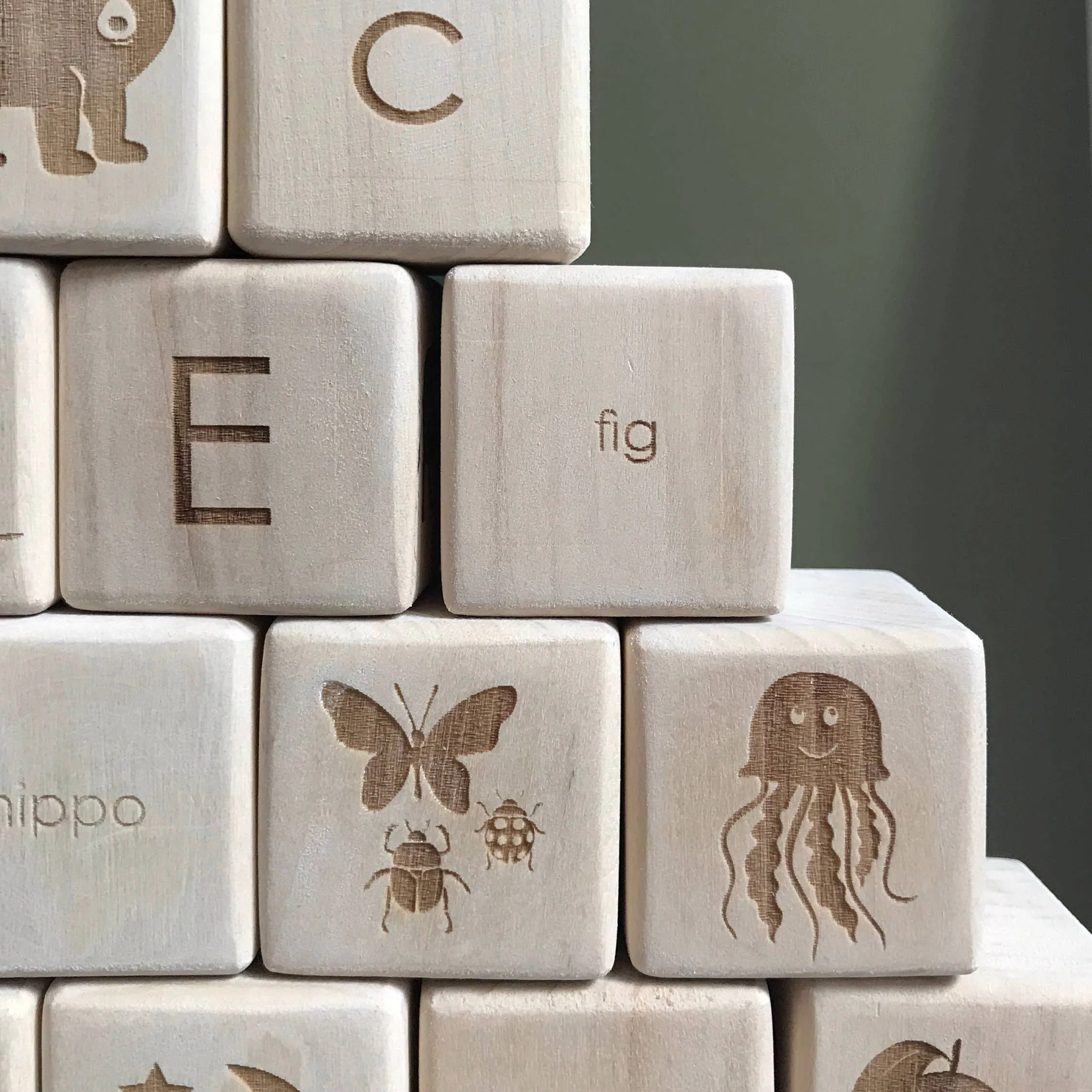 English Alphabet Block Set of Cubes for Children Wooden Toys