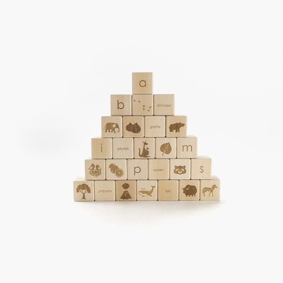 English Alphabet Block Set of Cubes for Children Wooden Toys