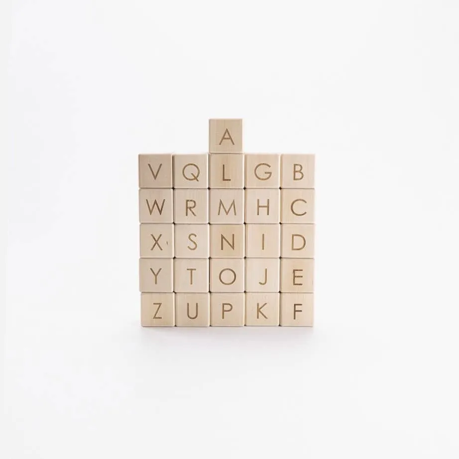 English Alphabet Block Set of Cubes for Children Wooden Toys