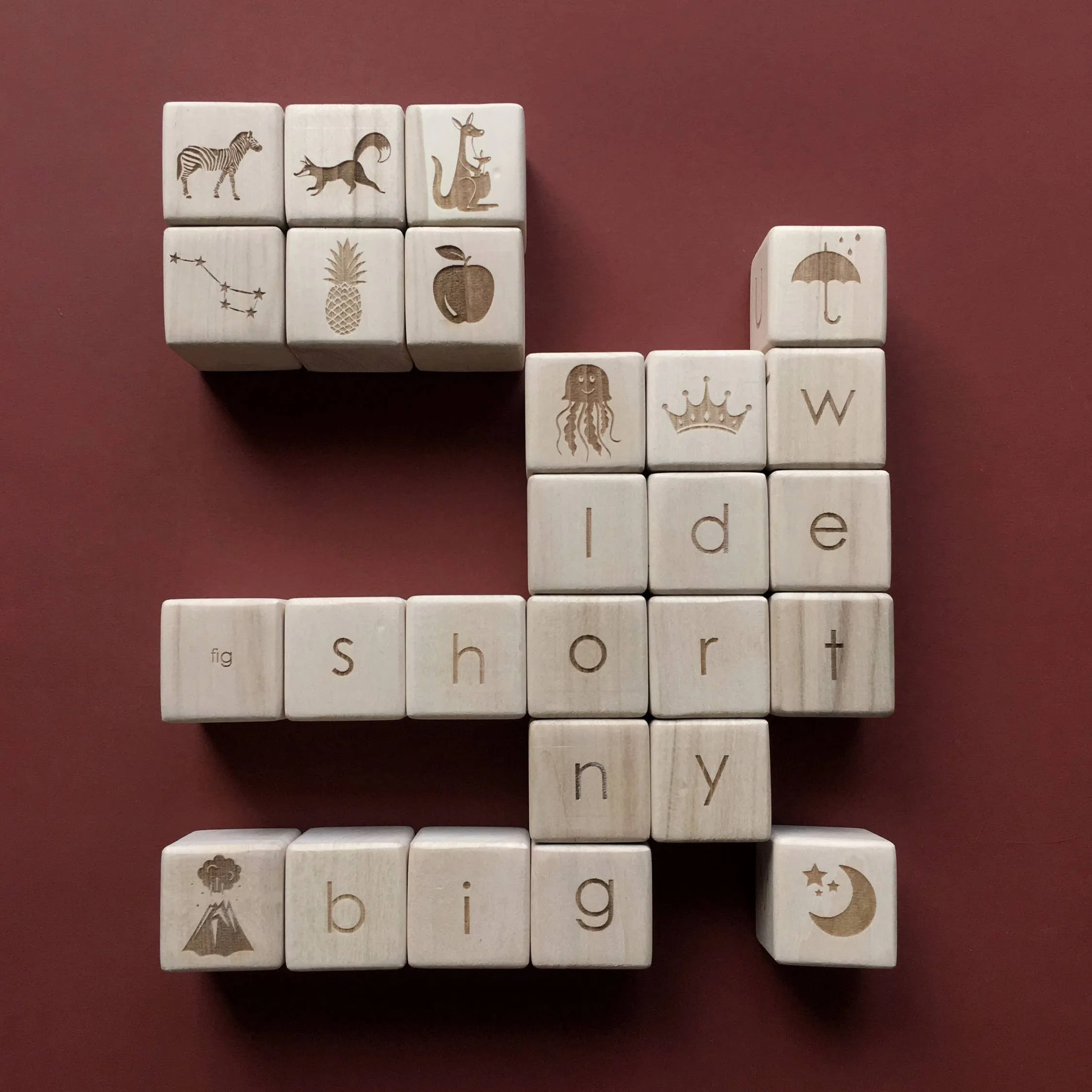 English Alphabet Block Set of Cubes for Children Wooden Toys