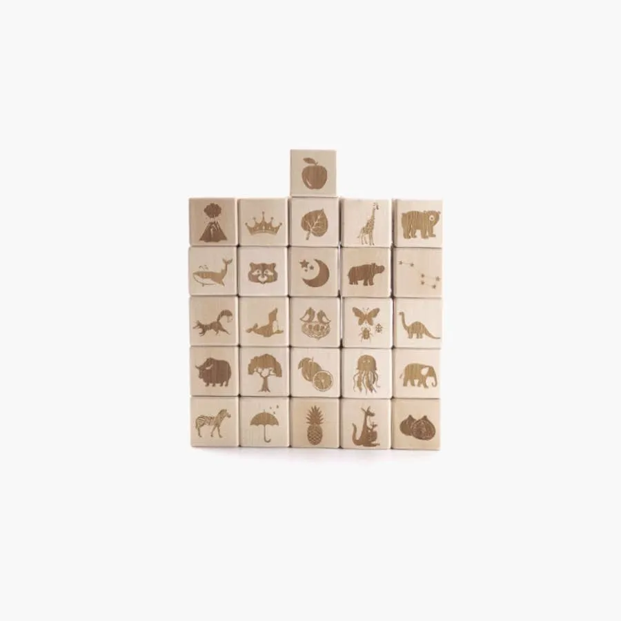 English Alphabet Block Set of Cubes for Children Wooden Toys