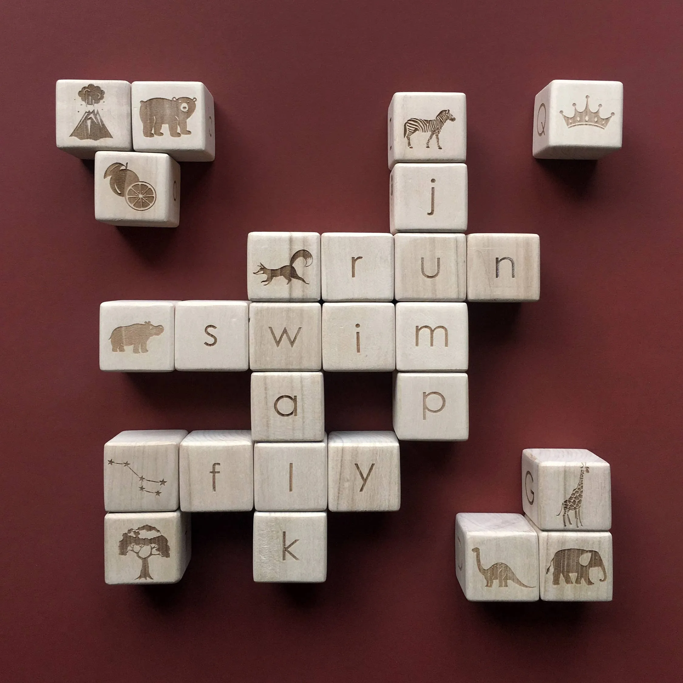 English Alphabet Block Set of Cubes for Children Wooden Toys