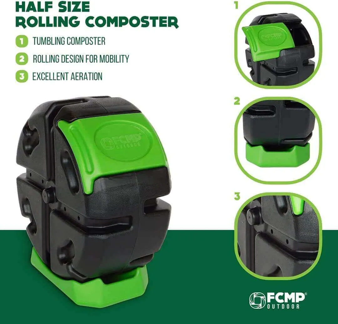 FCMP Outdoor 18.7Gal Outdoor Rolling Composter - Green