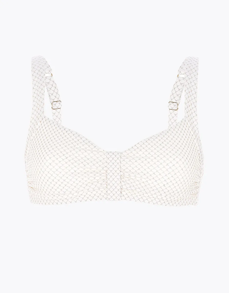 Haut de maillot de bain, blanc et doré