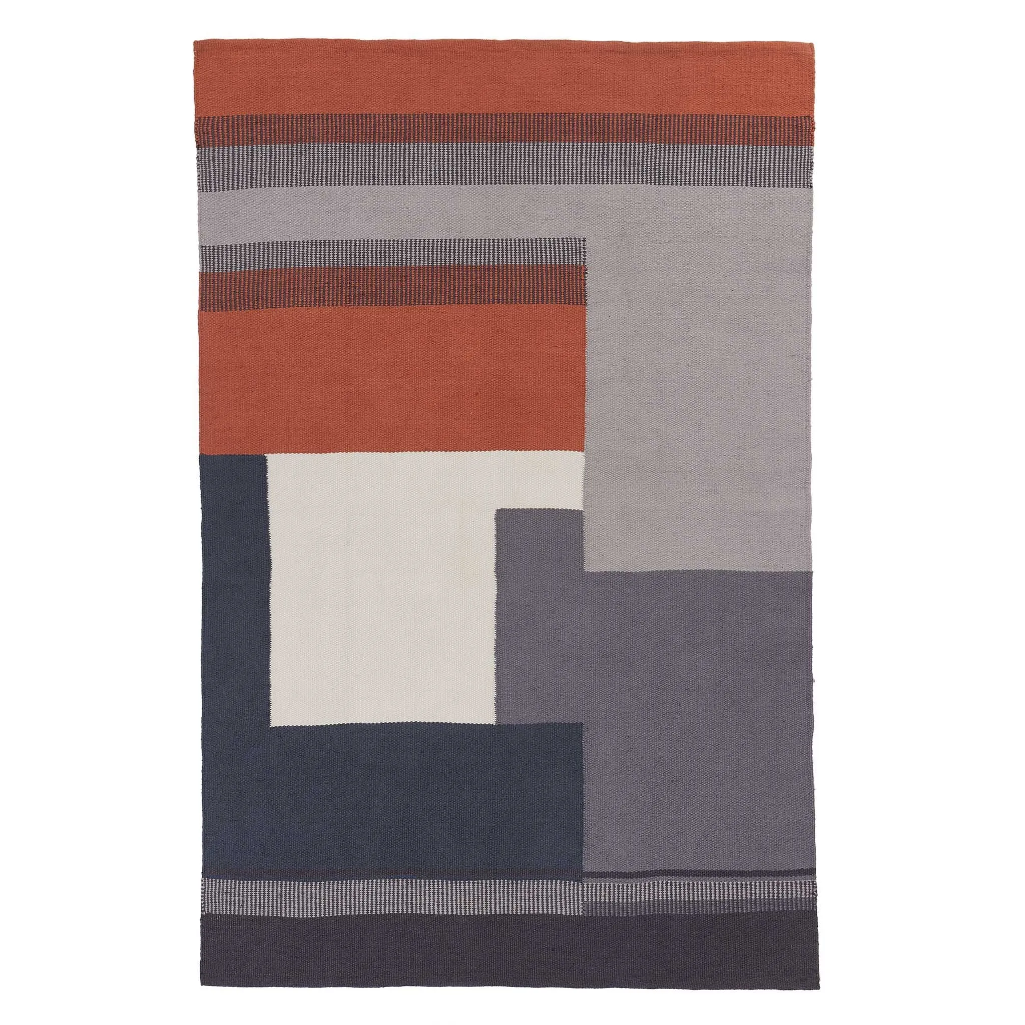 Indari Outdoor Rug [Dark grey blue/Pigeon blue/Terracotta]
