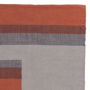 Indari Outdoor Rug [Dark grey blue/Pigeon blue/Terracotta]
