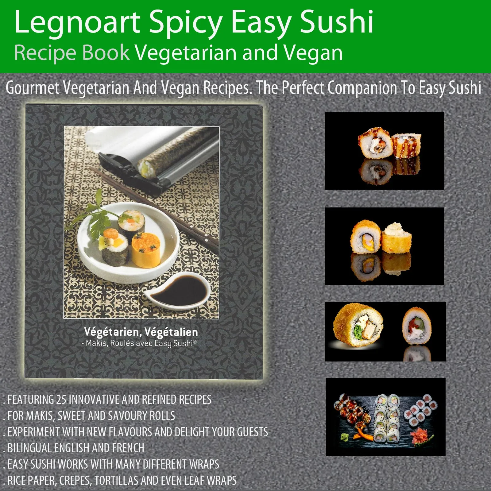 Legnoart Spicy Easy Sushi Recipe Book Vegetarian and Vegan