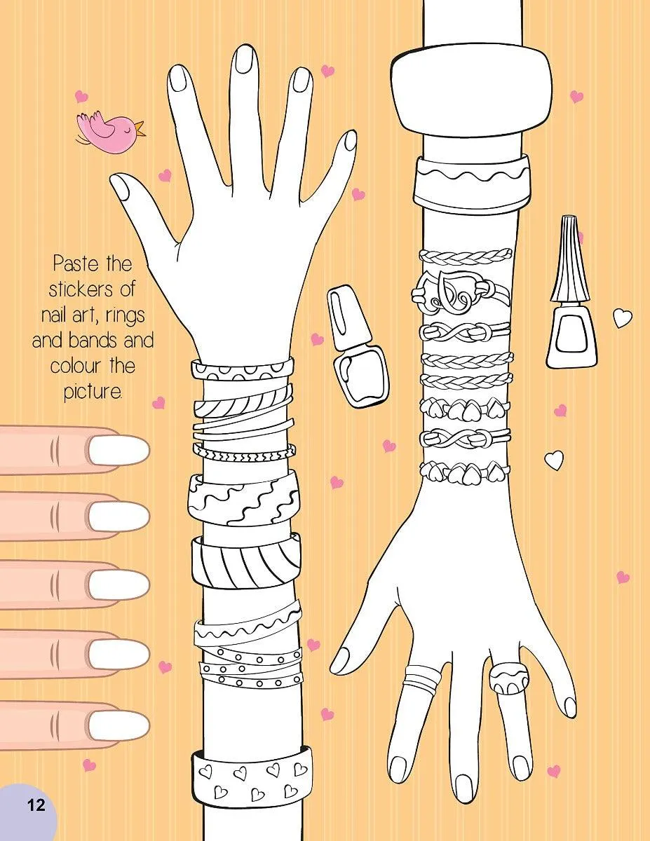 Nail Art and Hair Style- Create and Colour Your Own Nail Art with 150 Glitter Stickers - An Activity Book for Kids Ages 5  (English)