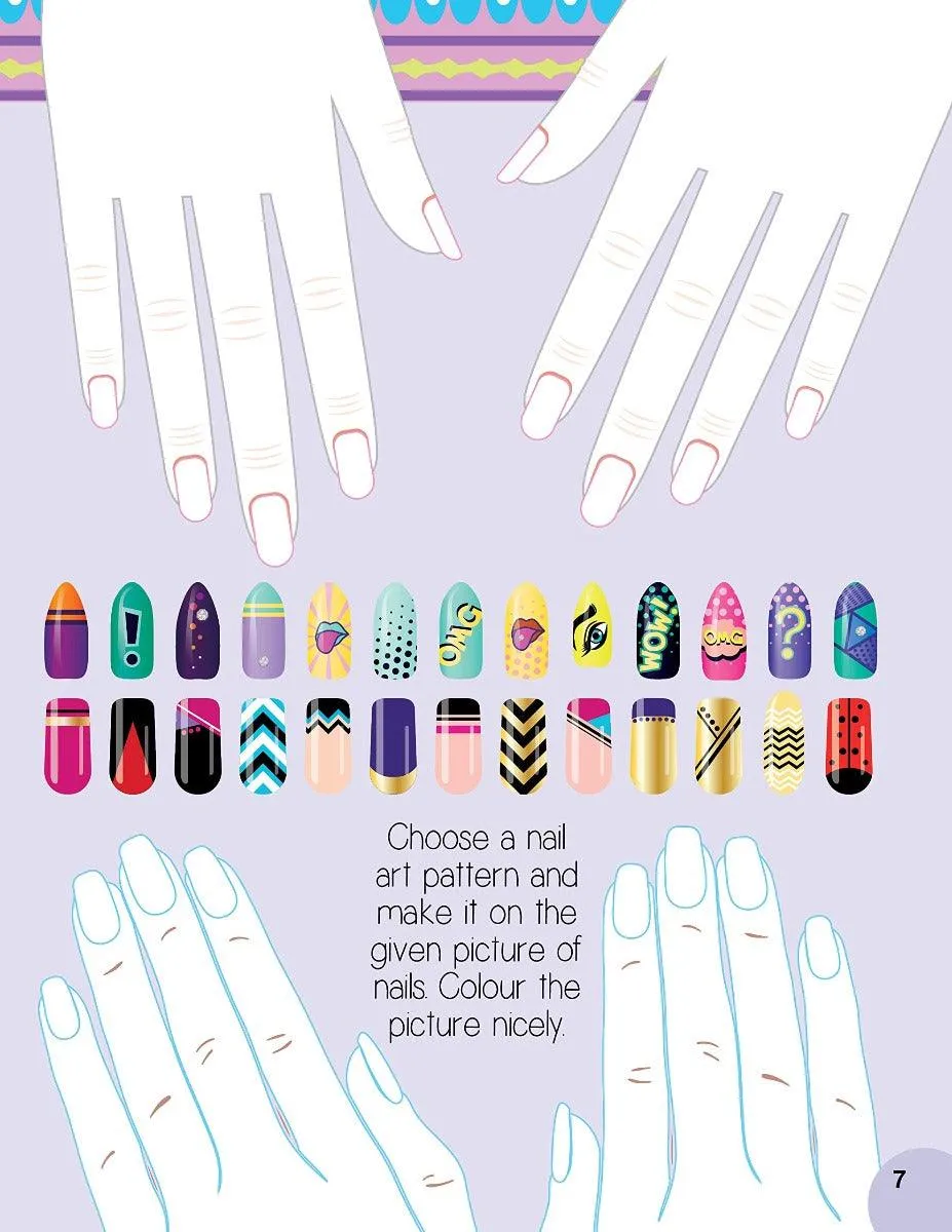 Nail Art and Hair Style- Create and Colour Your Own Nail Art with 150 Glitter Stickers - An Activity Book for Kids Ages 5  (English)