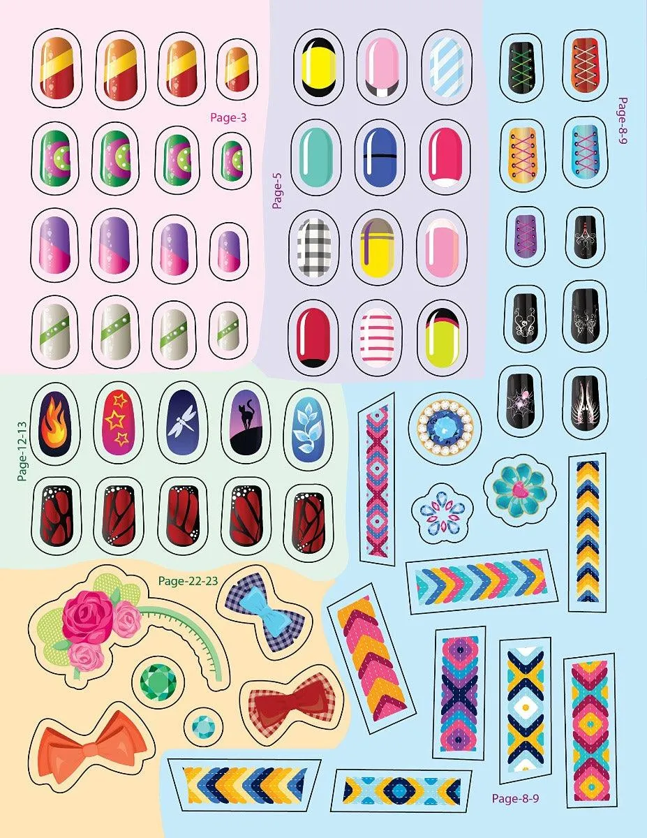 Nail Art and Hair Style- Create and Colour Your Own Nail Art with 150 Glitter Stickers - An Activity Book for Kids Ages 5  (English)
