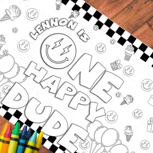 One Happy Dude Birthday Coloring Tablecloth