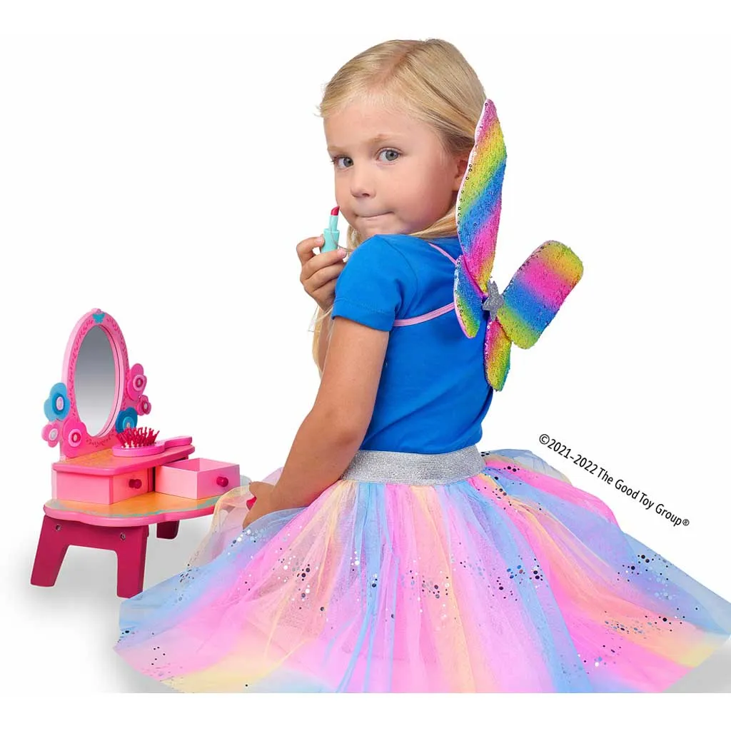 Rainbow Sequins Skirt, Wings, and Wand