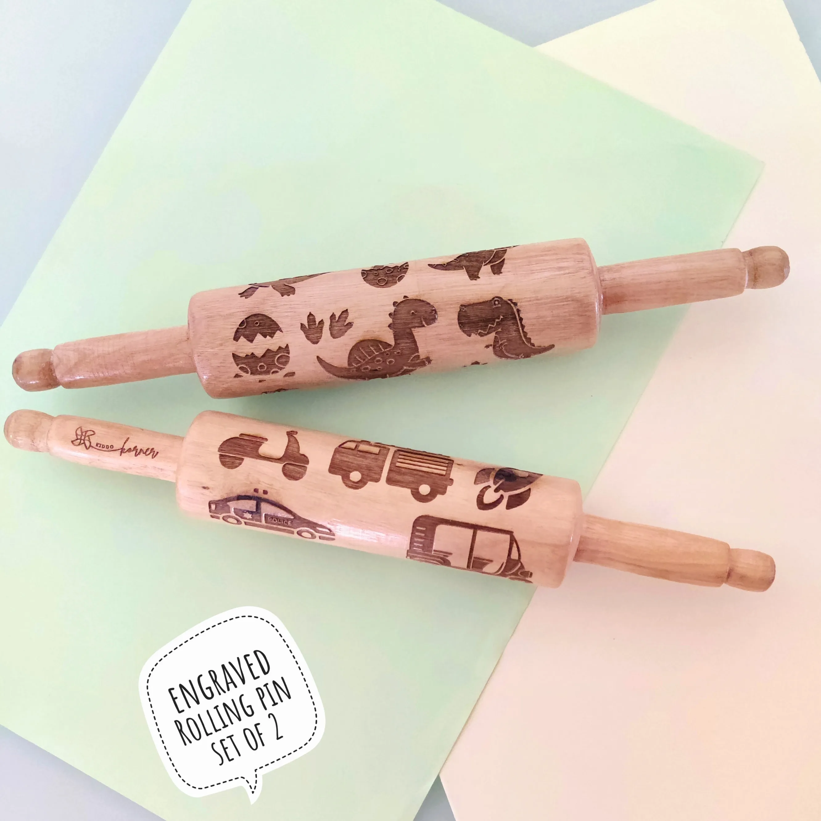Rolling Pin Combo (Vehicle & Dino) – Set of 2