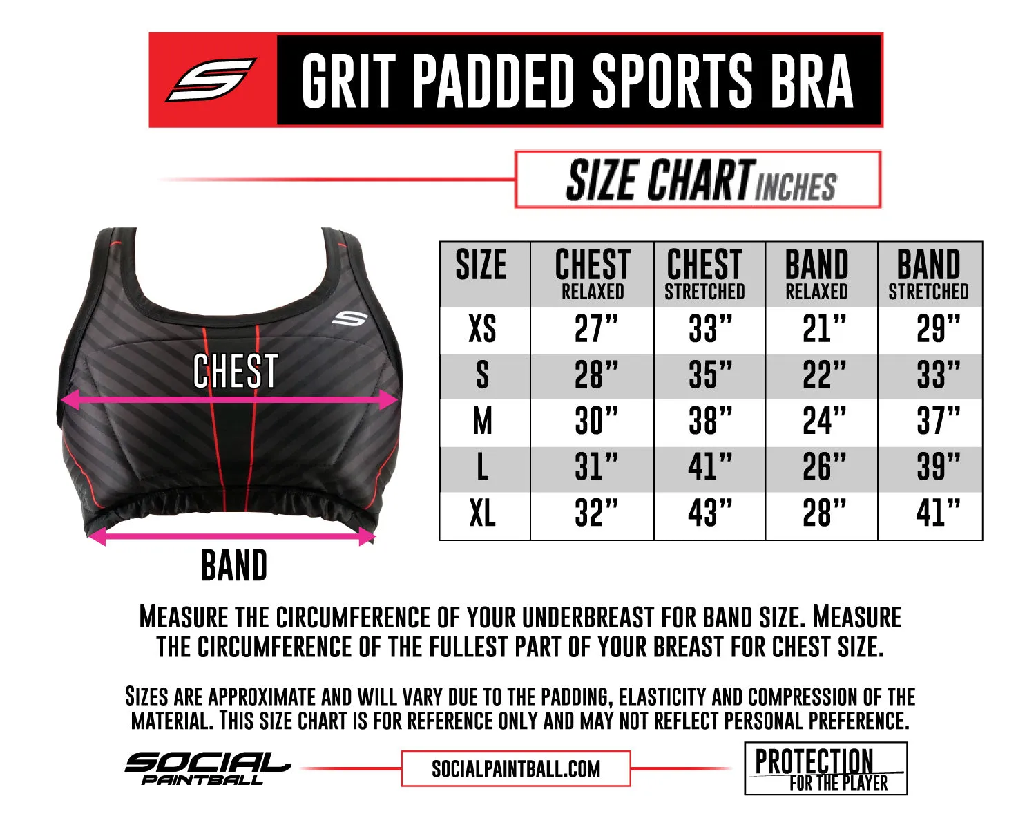 Social Paintball Grit Padded Sports Bra - Stealth Black